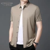 Summer new men's short-sleeved shirt, semi-seamless, elastic and smooth, slim and fitted half-sleeved shirt for men details Picture